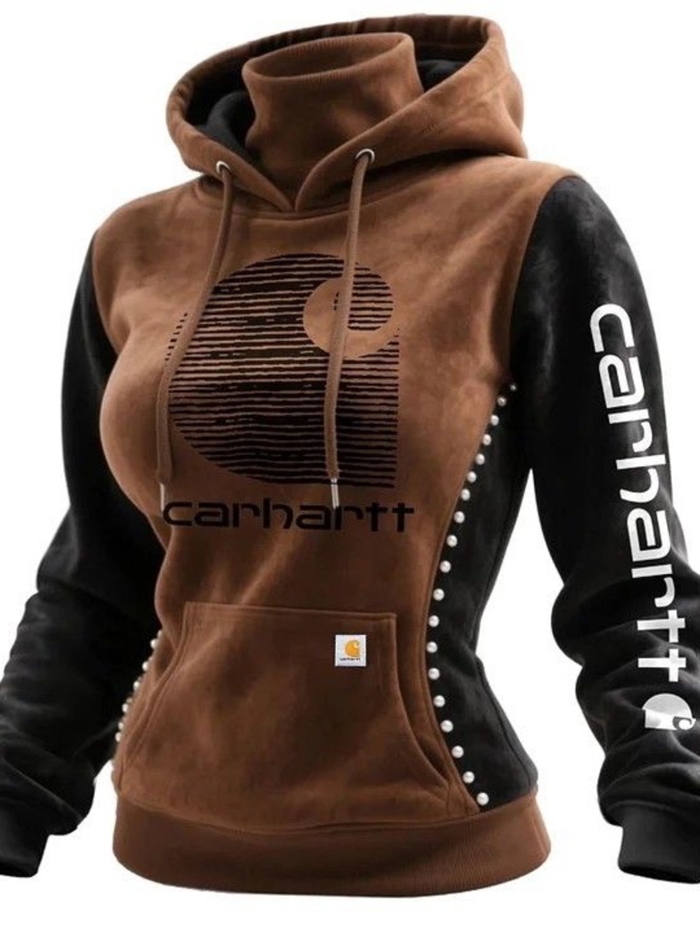 Women’s Carhartt Hoodie with Faux Pearl details and Turtle Neck